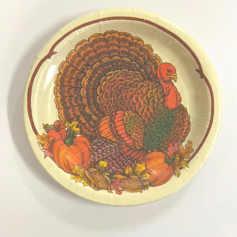 Vintage Halloween Thanksgiving Party Paper Plates 7in 4 Packs 1990s Made In USA